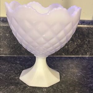 White Scalloped Pedestal Bowl
